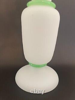Antique St Louis French Uranium Baccarat Satin Opaline Glass Vase 12 Rare