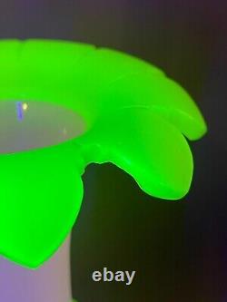 Antique St Louis French Uranium Baccarat Satin Opaline Glass Vase 12 Rare