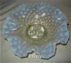 Antique Us Fenton French White Hobnail Opalescent Art Glass Flower Vase Epergne