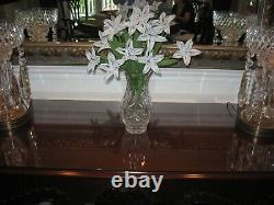 Antique VERY Rare French Glass Bead Flower (12) arrangement in cut glass vase