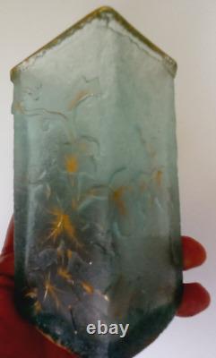 Antique Vase Daum Nancy French Lightblue Glass Acid Papillon