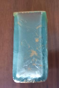 Antique Vase Daum Nancy French Lightblue Glass Acid Papillon