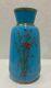 Antique Victorian French Blue Opaline Enameled Glass Floral Vase 7 3/4