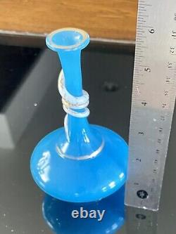 Antique Victorian French Blue Opaline Glass Coiled Snake Vase Uranium