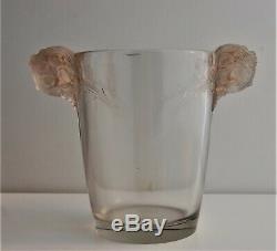 Antique Vintage Authentic Rene Lalique Chamarande Glass Vase Signed On Bottom