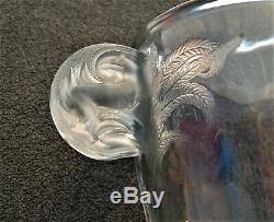 Antique Vintage Authentic Rene Lalique Yvelines Glass Vase Signed On Bottom