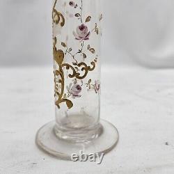 Antique Vintage French Bud Vase Hand Painted Floral Design Delicate Circa 1900