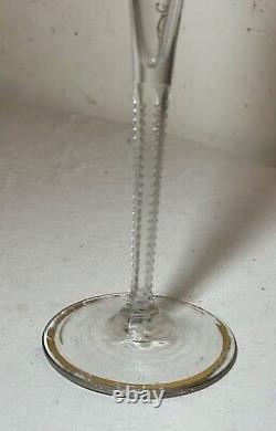 Antique handmade gold gilded enameled glass crystal cherub putti French bud vase