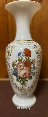 Antique single, Opaque, trumpet shaped, white opaline french glass vase