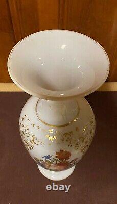 Antique single, Opaque, trumpet shaped, white opaline french glass vase