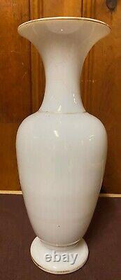 Antique single, Opaque, trumpet shaped, white opaline french glass vase