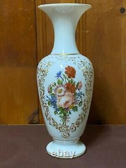 Antique single, Opaque, trumpet shaped, white opaline french glass vase