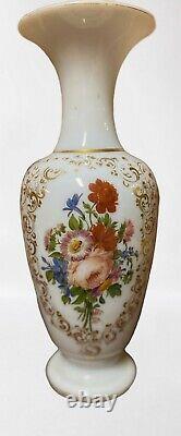 Antique single, Opaque, trumpet shaped, white opaline french glass vase