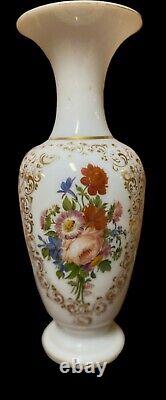 Antique single, Opaque, trumpet shaped, white opaline french glass vase