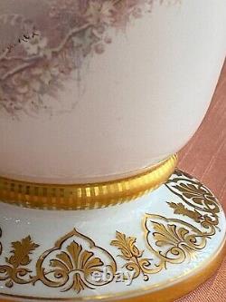 Antique tall French Opaline Glass Vase with cherubs or putti