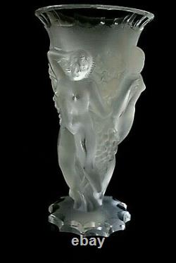 Art Deco Bohemian Bacchantes Glass Vase With Figures Of Nude Ladies