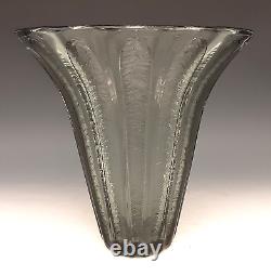 Art Deco DAUM NANCY France Signed French Acid Etched Charcoal Gray Glass 8 Vase