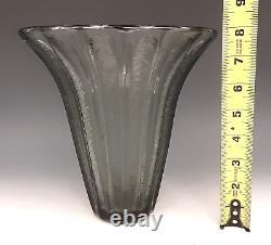 Art Deco DAUM NANCY France Signed French Acid Etched Charcoal Gray Glass 8 Vase