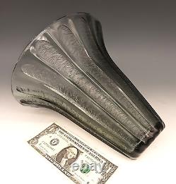 Art Deco DAUM NANCY France Signed French Acid Etched Charcoal Gray Glass 8 Vase