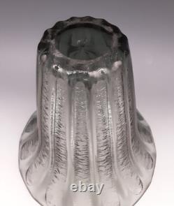 Art Deco DAUM NANCY France Signed French Acid Etched Charcoal Gray Glass 8 Vase
