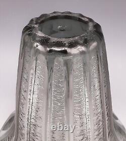 Art Deco DAUM NANCY France Signed French Acid Etched Charcoal Gray Glass 8 Vase