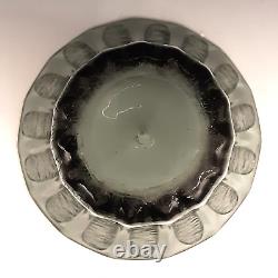 Art Deco DAUM NANCY France Signed French Acid Etched Charcoal Gray Glass 8 Vase