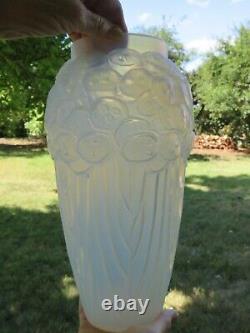 Art Deco ETLING Opalescent Art Glass Large Vase 1930 Lalique Sabino Era
