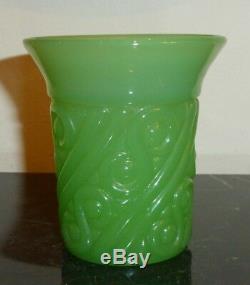 Art Deco French Green Opaline Art Glass Vase