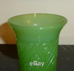 Art Deco French Green Opaline Art Glass Vase