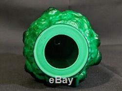 Art Deco Glass Jade Malachite Nude Ladies Vase 1930' H. Hoffmann Lalique Green