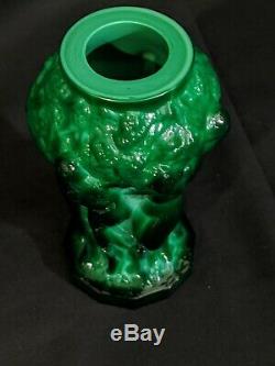 Art Deco Glass Jade Malachite Nude Ladies Vase 1930' H. Hoffmann Lalique Green