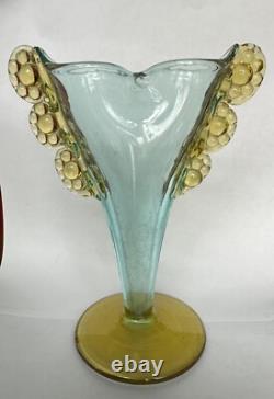 Art Deco Lalique Style Art Glass Vase Signed France PV