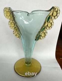 Art Deco Lalique Style Art Glass Vase Signed France PV