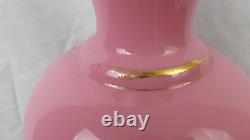 Art Glass Hand Painted Pink Bristol Vase French Numbered 5