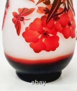 Art Nouveau Art Glass Vase. Flowers Gallé Signed. Made In France. 10 In