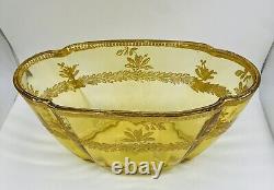 Art Nouveau French AMBER glass Jardinere With Enamel