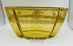 Art Nouveau French AMBER glass Jardinere With Enamel