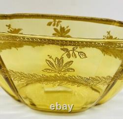 Art Nouveau French AMBER glass Jardinere With Enamel