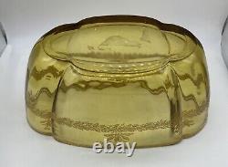 Art Nouveau French AMBER glass Jardinere With Enamel