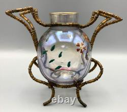 Art Nouveau Glass Vase Baccarat E Rousseau Ormolu Mount Bamboo French Japonisme