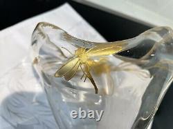 Art Nouveau Legras French Antique hand painted gold Iris with Dragonfly Vase