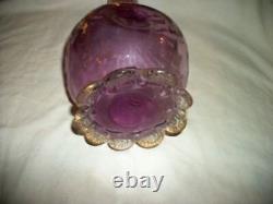 Art Nouveau Legras Glass Pinched Vase Handblown Gilt Enameled Purple France