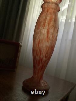 Art Nouveau Legras Style Molded Glass Vase. 13 Inches. Bicolor. Made In France