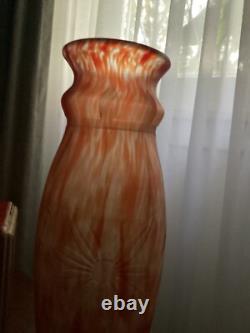 Art Nouveau Legras Style Molded Glass Vase. 13 Inches. Bicolor. Made In France