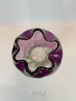 Art Nouveau Mont Joye Legras IRIS Art Glass Vase Purple to Clear French Enamel