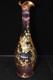 Art Nouveau Mont Joye Legras Victorian Cranberry Ribbed Vase Gold Gilt 306