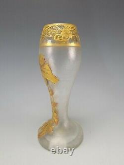Art Nouveau Mont Joye Signed French Cameo Glass Vase