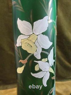 Art nouveau 1900 french enameled glass Legras 2 vases Daffodils 40cm 15,7inch