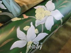 Art nouveau 1900 french enameled glass Legras 2 vases Daffodils 40cm 15,7inch