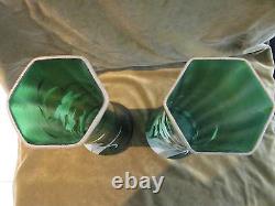 Art nouveau 1900 french enameled glass Legras 2 vases Daffodils 40cm 15,7inch